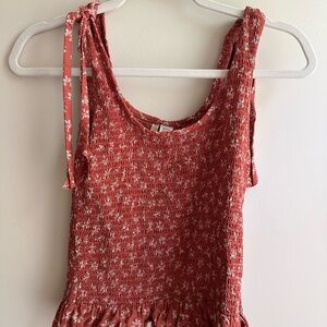Japna Orange Ruffled Tie Front Tank Top